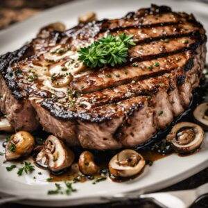 Pork Steak With Garlic Butter and Mushroom