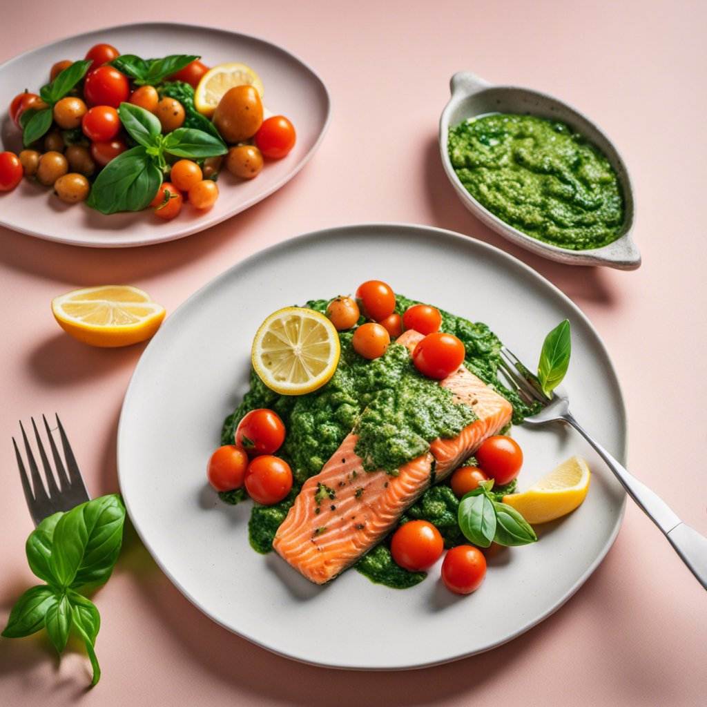 Salmon with Chunky Basil Pesto