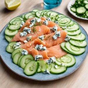 Smoked Salmon Cucumber and Blue Cheese Salad