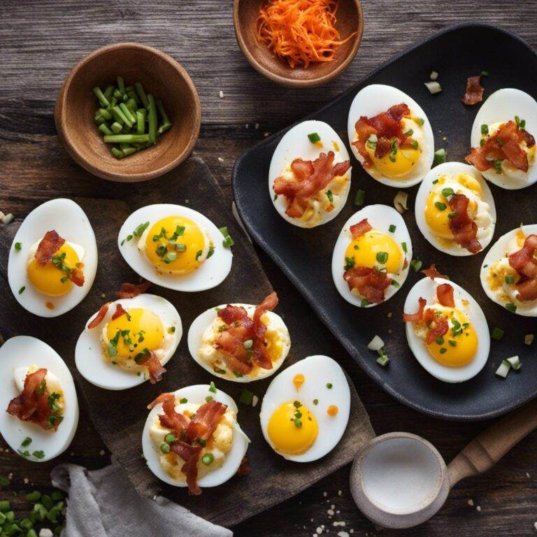 Bacon and Kimchi Deviled Eggs